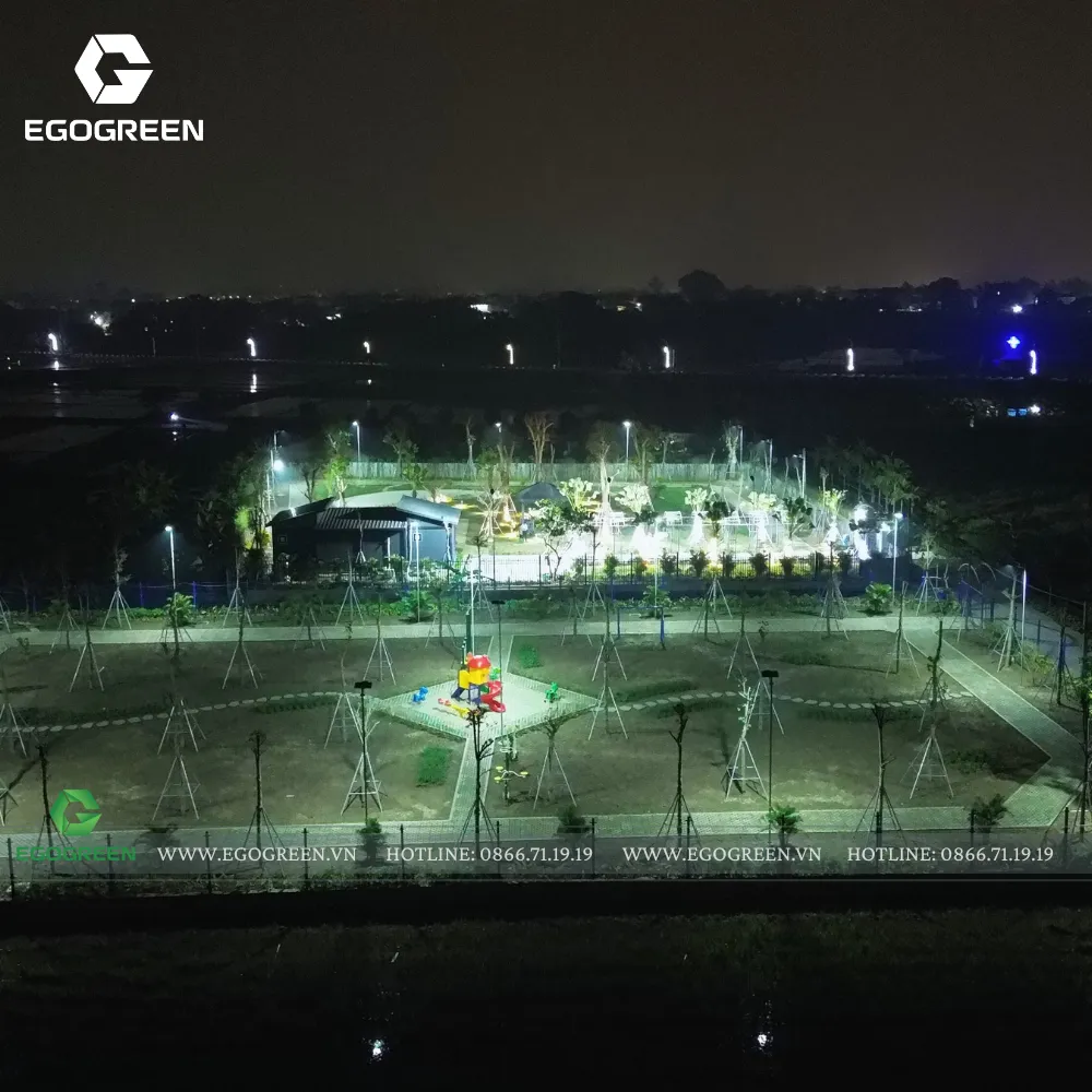 Homestay Kim Oanh ban đêm khi nhìn từ trên cao xuống.